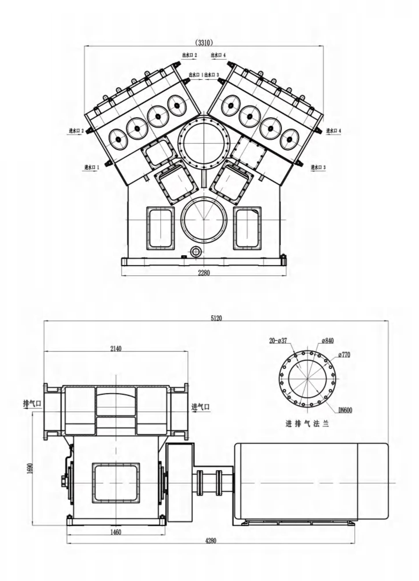 WLW-3600B型往复立式无油真空泵